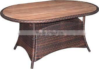 teak table top outdoor rattan table in different shape & size