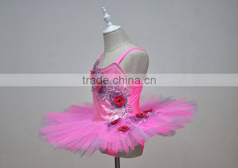 Childrens' ballet leotard with tutu for performance,girls pink ballet dress,girls pink performance wear