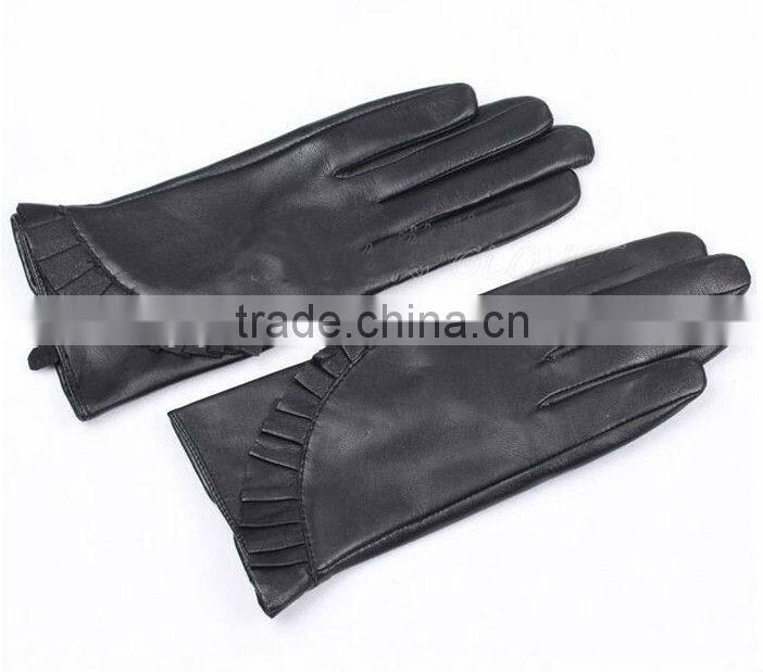 2016 fashion tight sheep leather gloves with bow design