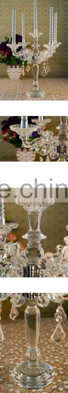 Import India crystal glass candle holder for wedding table decorations