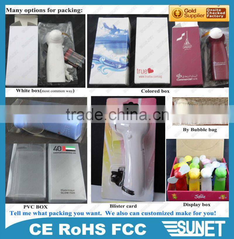 New 2016 portable Logo printing LED hand fan