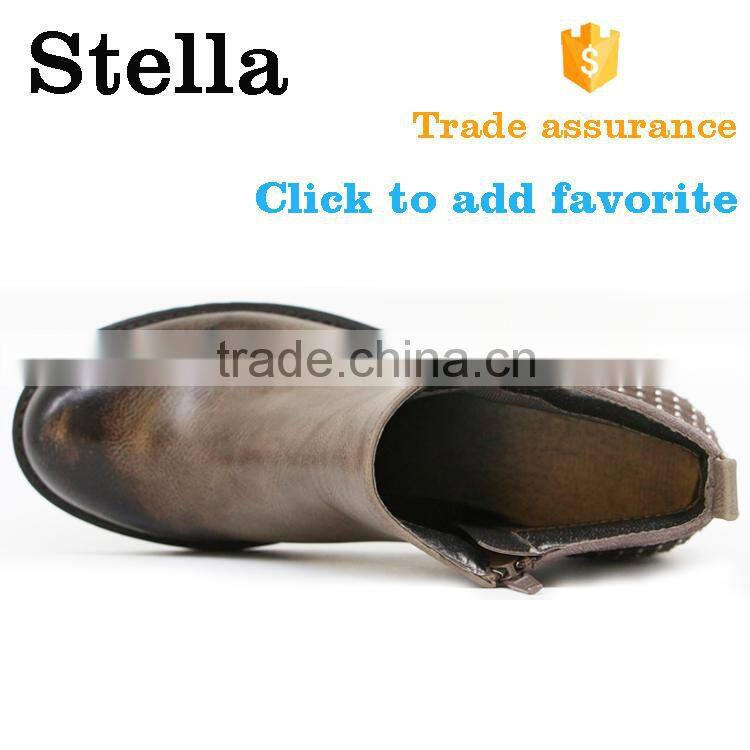top selling fashion rubber sole tan leather ankle boots