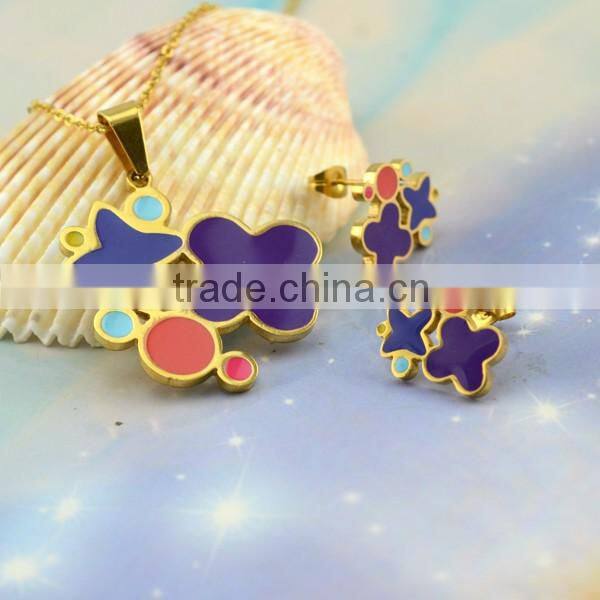 African Jewelry Set Nigerian Wedding Flower Shaped Stainless Steel Costume Jewelry Necklace And Earring Ring Jewelry Set