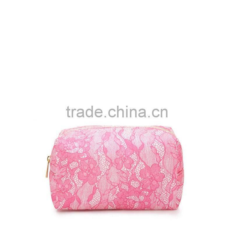 Newest fashionable lace material promotional cheap custom cosmetic bag GW730