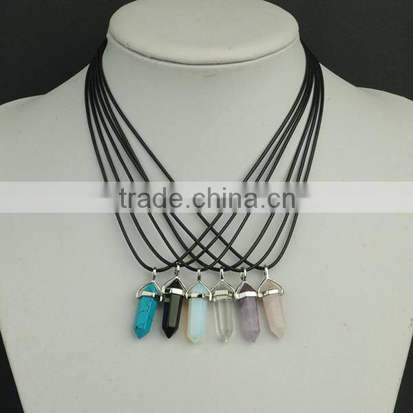 vial pendant blue stone leather choker necklace for women