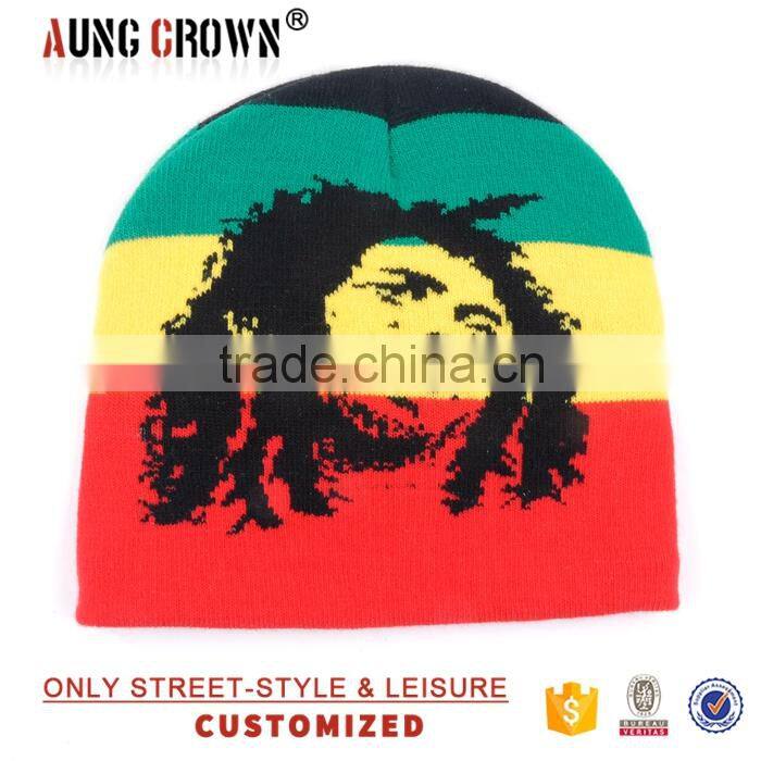 custom 100% acrylic jacquard beanie wholesale