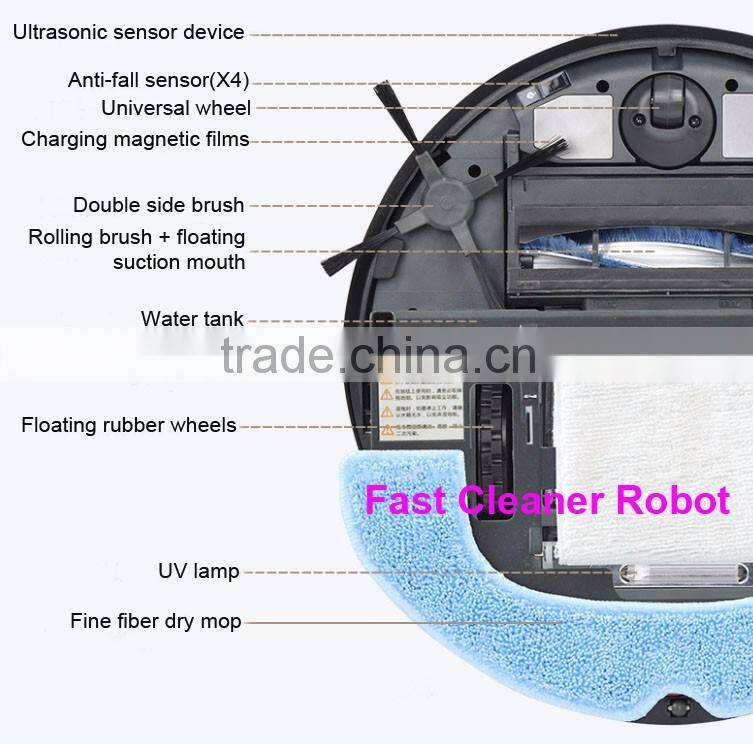 Smartphone WIFI APP Control robot vacuum cleaner wet QQ6KDM updated with Air purifier,3350MAH Lithium battery