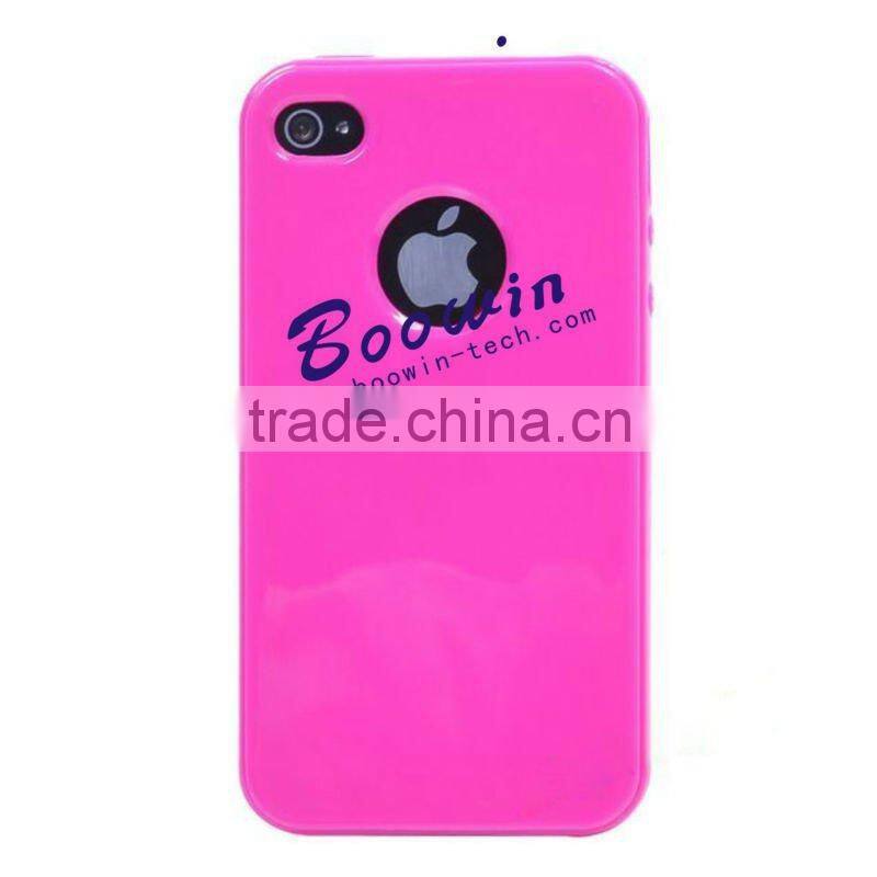 dark pink Soft TPU Gel Crystal Jelly Case Cover for apple iphone 4s