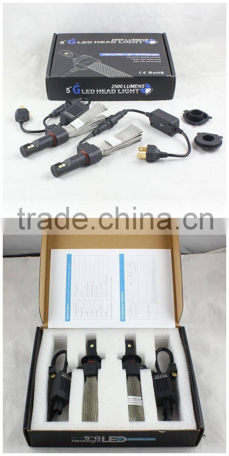 2016 40W 5000LM H4 Cre e LED Headlight Conversion Kit Driving Lamp Bulb Xenon Motorcycle Car Light Source 6000K