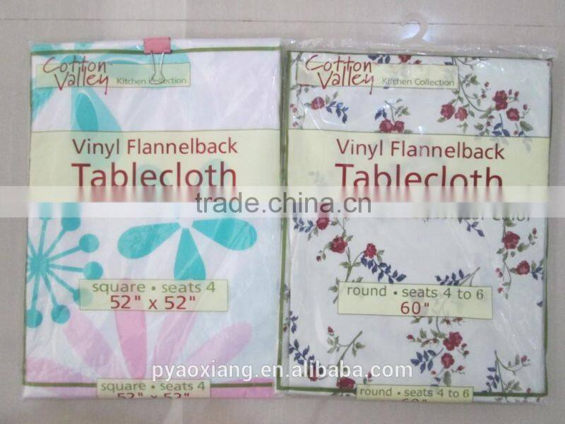 100% PEVA with flannel backed tablecovers