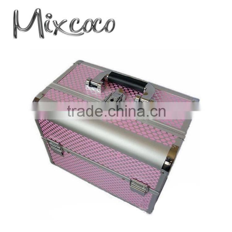 2016 Newest aluminum makeup box for cosmetic packaging,cosmetics box with mirror inside