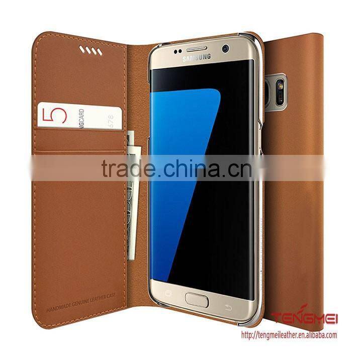 genuine leather wallet for samsung galaxy s7 edge case with two card slot for galaxy s7 edge case