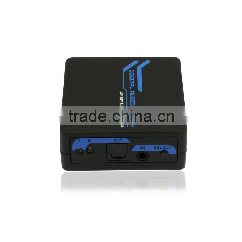 Newest 2x1 Optical Fiber Switcher With IR Remote Control Support signal retiming Toslink Digital Audio Switcher