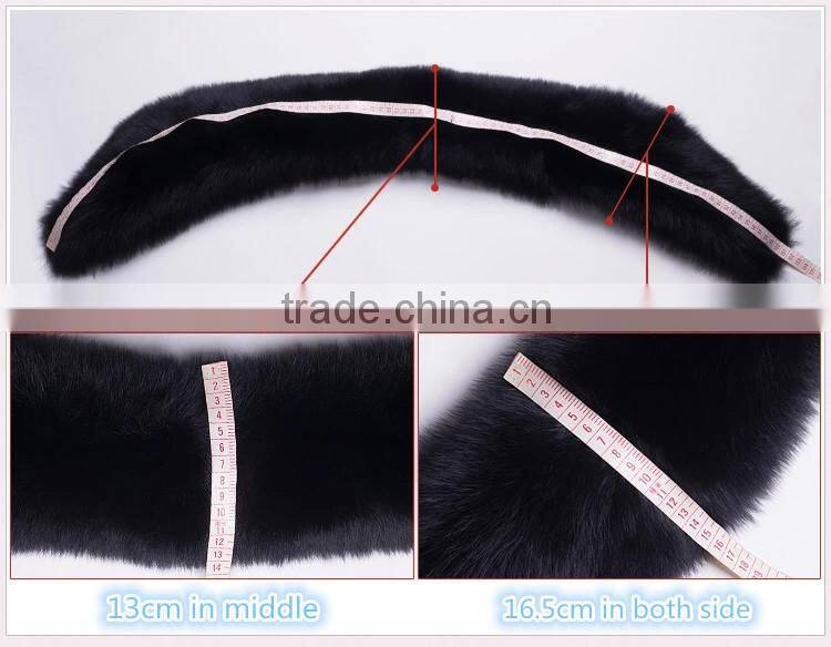 Popular Real Whole Skin Black Fox Fur Accessories Collar For Down Jacket