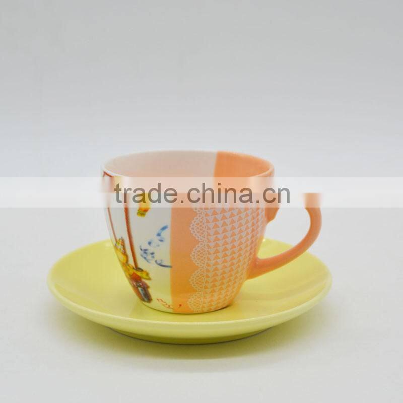 Ceramic mug and saucer tea cup coffee cup for homeuse