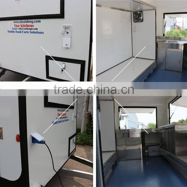 Commercial newest design world best mobile food cart with big wheels tricycle food cart with big windows food cart trailer