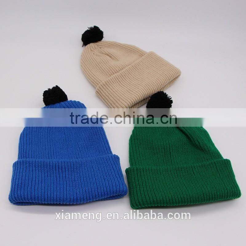 fashion plain design candy sweet kids winter hats and caps with top ball