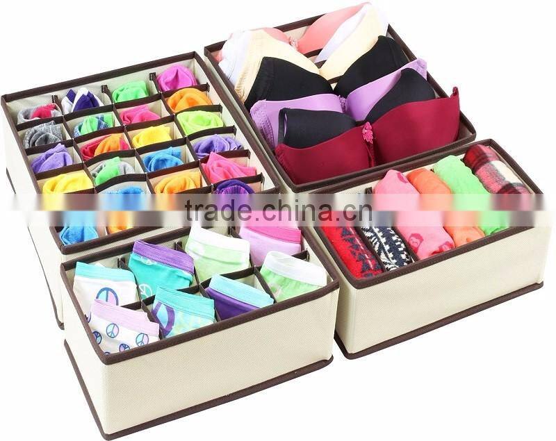 Collapsible Storage Boxes Bra Underwear Closet Organizer Drawer Divider 4 Set