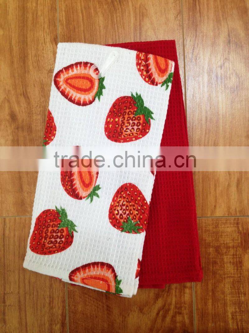 one pcs solid and one pcs printed yarn dye tea towel