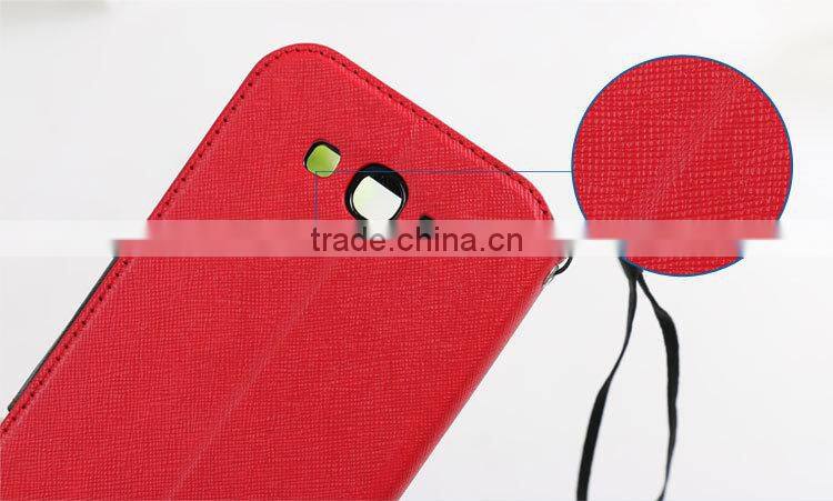 LZB Fashion color contrast series view windows magnetic flip leather case for motorola moto E