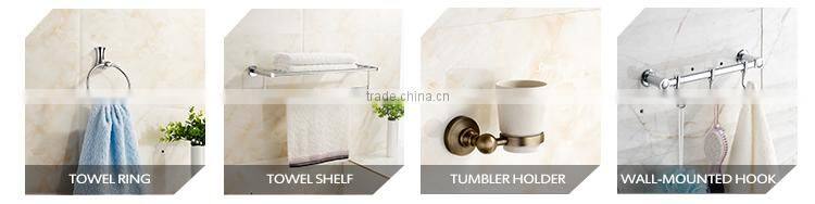 new modern American design zinc alloy chrome bathroom set accessories square towel ring