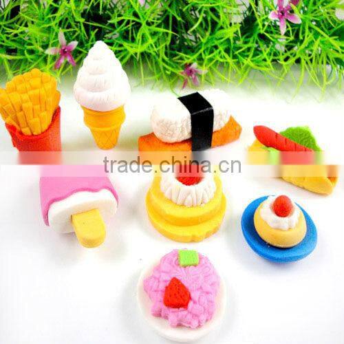 Removable novelty fruit eraser & delicious cake eraser,3D fasion eraser