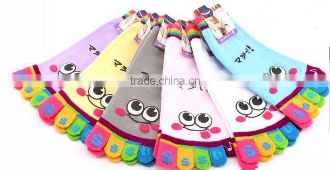 Women's five toe socks, smiling face toe socks, lovey cartoon summer toe socks
