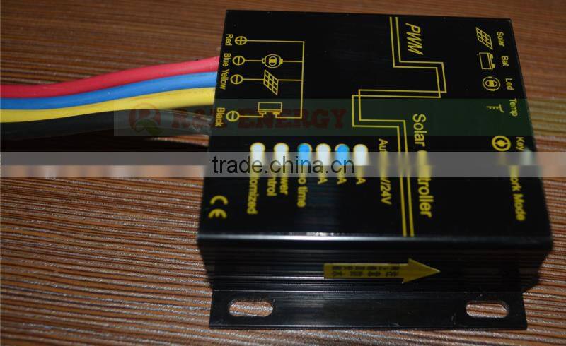 Waterproof solar controller for PV system, 10A/15A/20A solar charge controller, 12V/24V auto distinguish, LED display