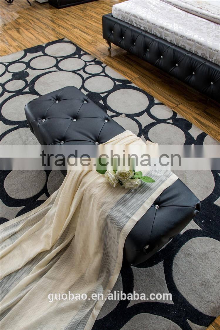 L13079 crystal leather bed/classic leather bed with buttons/pu leather bedroom set