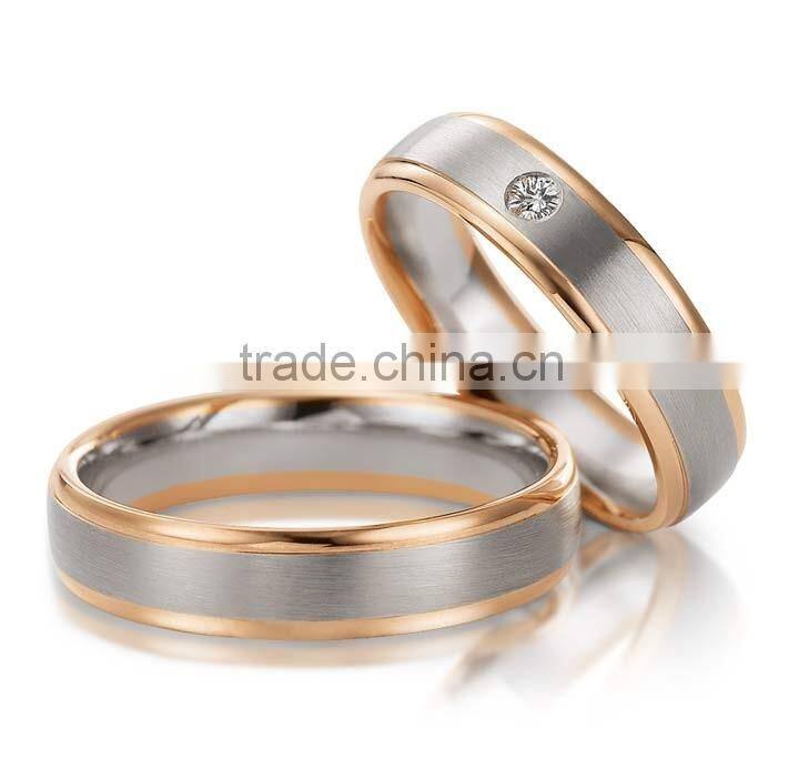 Latest jewelry design stainless steel ring two tone titanium custom couple promise ring