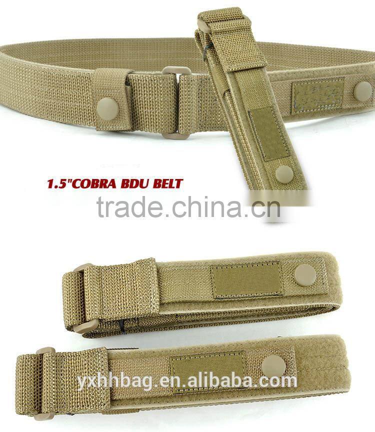 Khaki fabric belt for man with bottle holder