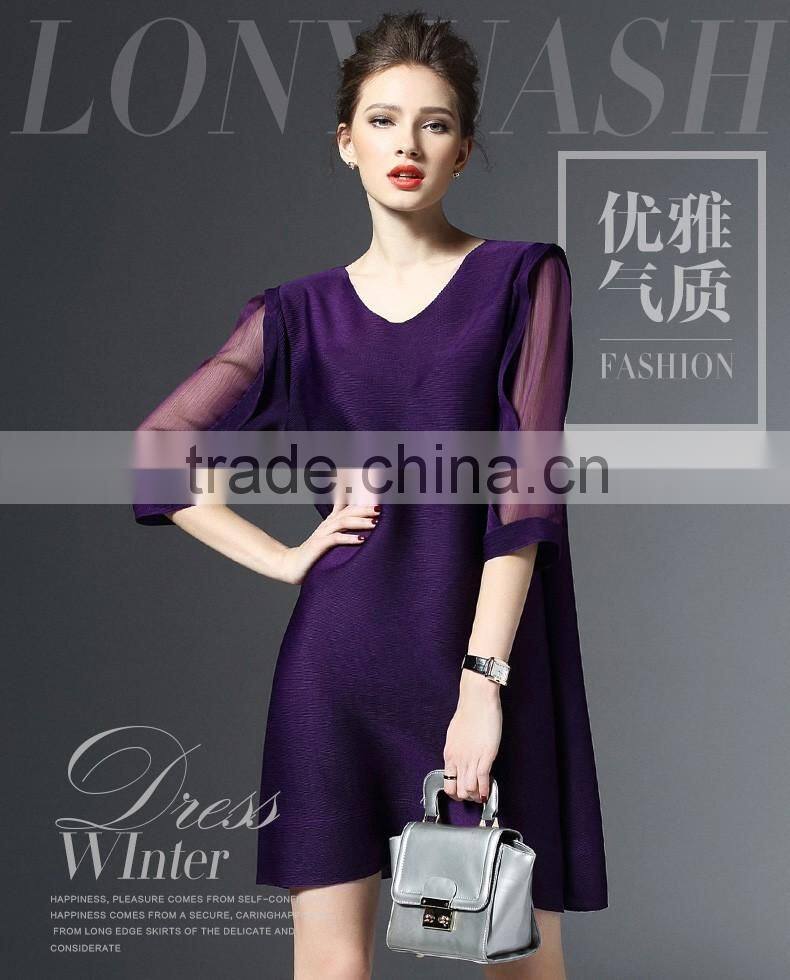 2016 New Fahion women's dress Lanternsleeves for the evening party