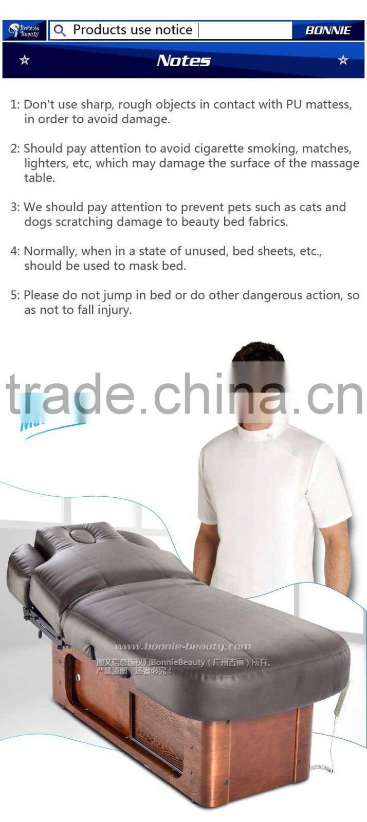 BN-A206 comfortable solid wood massage table with cabinet for sale