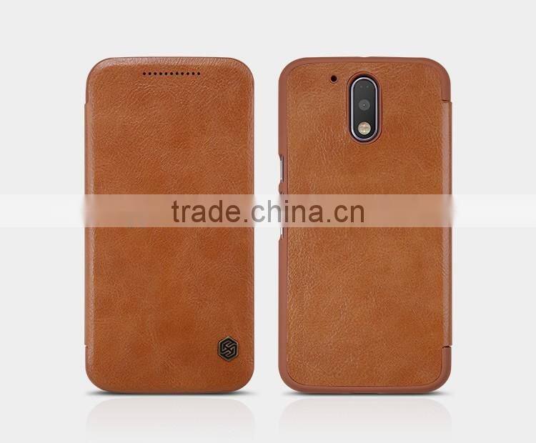 Quality Flip Leather Case For MOTO G4 PLUS, NILLKIN Qin PU flip leather phone Case BUSINESS CARD CASE CLASSIC RESTRO