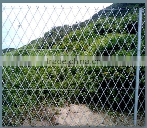 China metal enclosure grills high security square hole razor mesh panels road field fence wire dividers with sharp razor