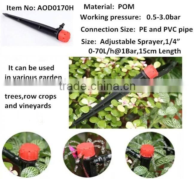 Adjustable Water Flow Irrigation Drippers on Stake Emitter Drip System