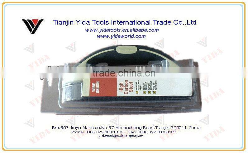 two-color soft grip wire brush round handle