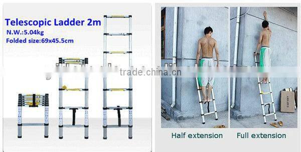 2m 7 steps EN131 extension telescopic aluminium ladder