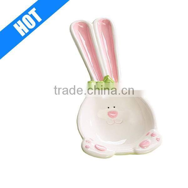 custom Easter bunny ceramic spoon rest factory supply