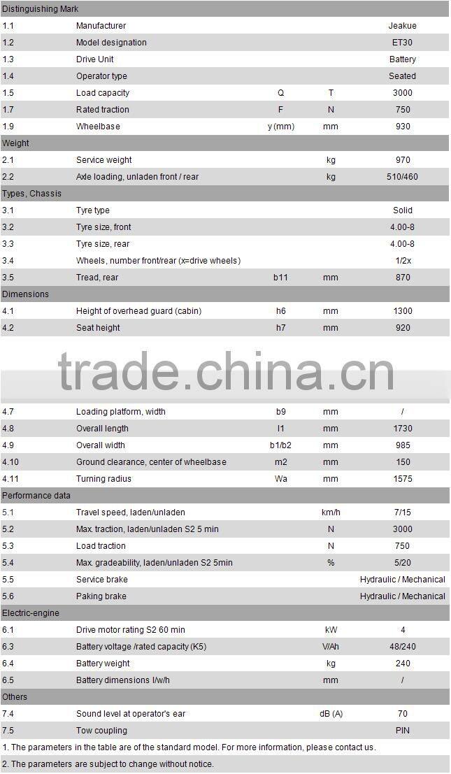 CE ISO 2017 Newest 3T Seated Electric Tractor