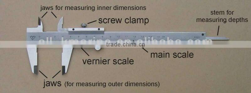 Stainless steel vernier caliper with fine adjustment