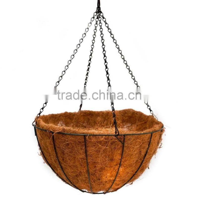 14" Diameter Black Traditional Coco Liner hanging baskets for sale