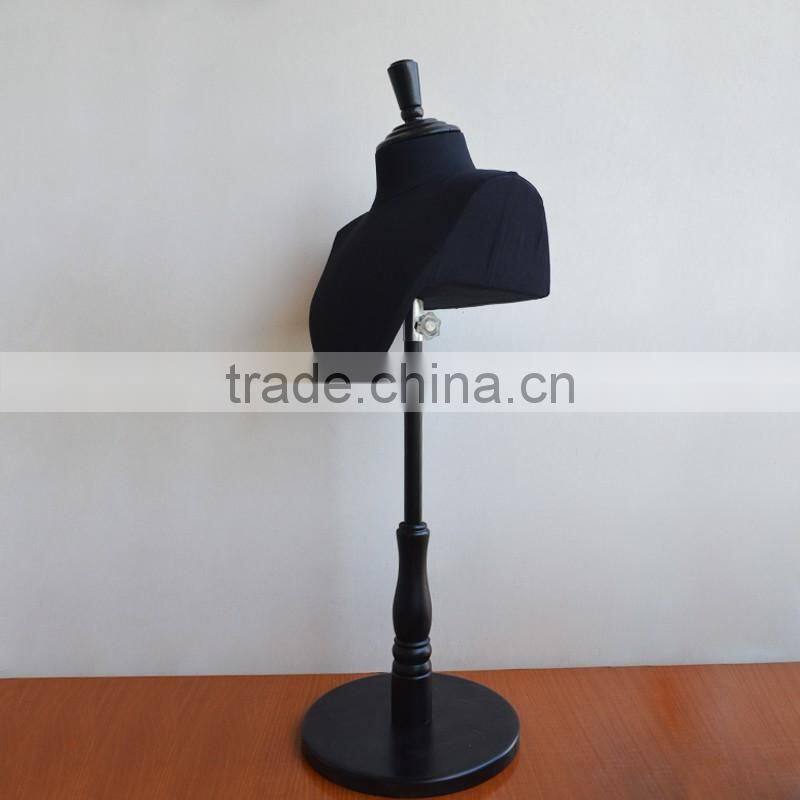 Black color man woman mannequin head shoulder two functions fabric mannequin head