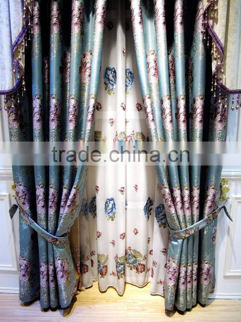 New Arrival Jacquard Fabric Curtain With Embroidery/Decorated Living Room Curtain With European Style Valances
