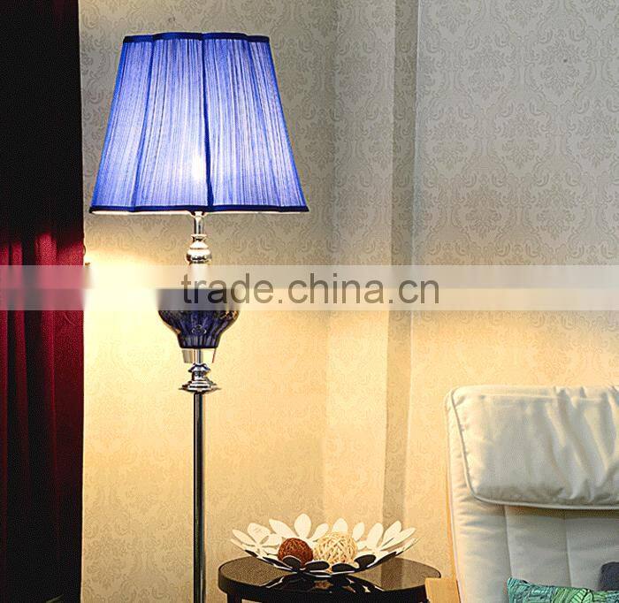 Blue color artistic glass silver plated hardware base floor lamp