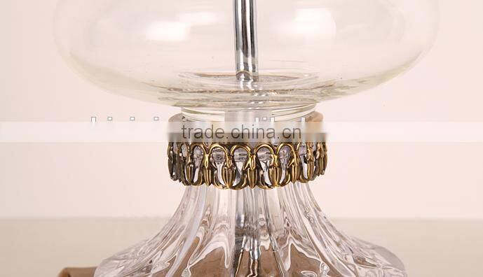 Vase design crystal body metal bottom table lamp with lampshade