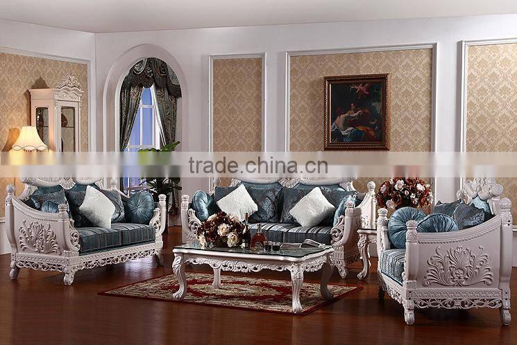 New design solid wood living room furniture fabric sofa set