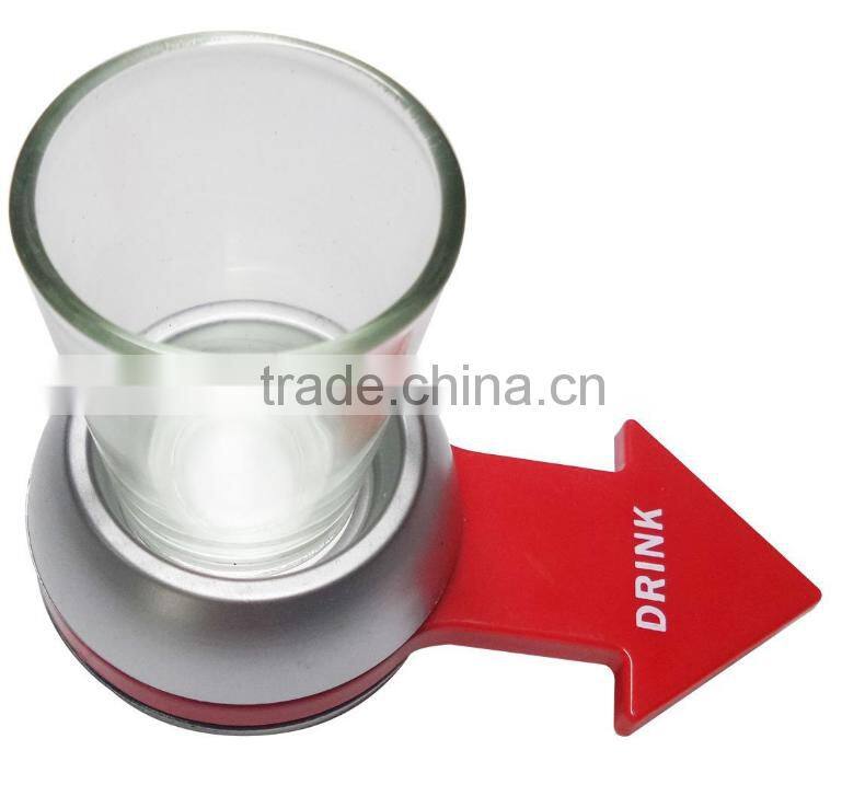 2017 Hot Spin The Shot Arrow Turntable Game Glass, KTV/Bar/ Party Table Funny Game Shot Spinner Drinking Glass For Wholesale