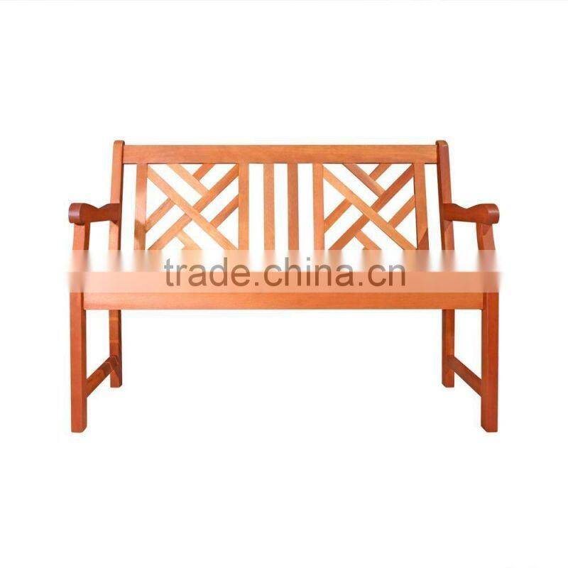 Carving back 2 seater garden chair outdoor long solid wood park bench