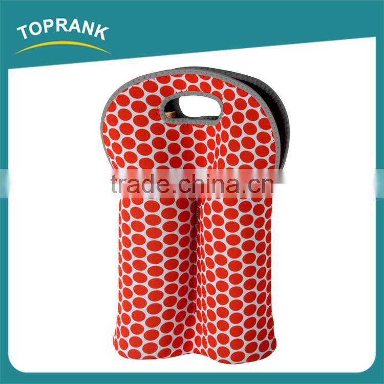 Custom wholesale 1.5l bottle wine cooler bags, tote foldable insulated neoprene wine cooler bag
